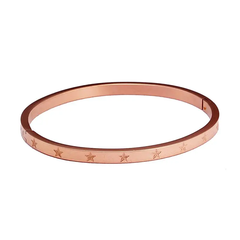4mm rose gold Модные из нержавеющей стали розовое золото серебряные браслеты из манжеты браслеты со звездами и браслеты для женщин Свадебная вечеринка ювелирные изделия Pulseira - Окраска металла: 4mm rose gold