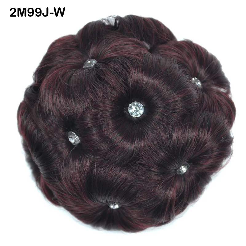 Jeedou синтетический шиньон с алмазной клипсой на накладной пучок для волос Updos 75 г круглые цветы пончик Черный Brwon цвет женские волосы - Цвет: 2M99J-W