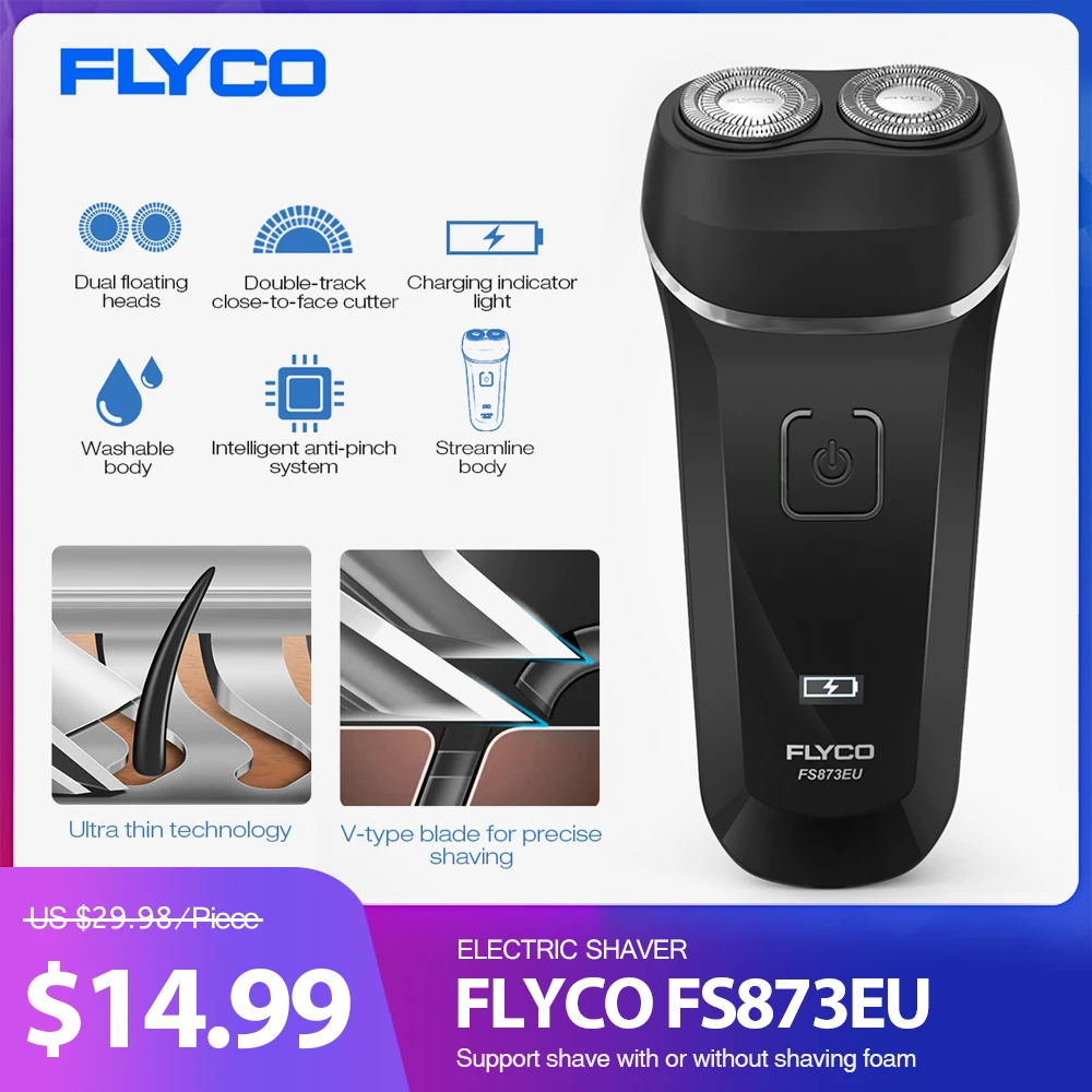 FLYCO FS873EU электробритва моющиеся триммер для бороды перезаряжаемые бритвы 1 час Перезаряжаемый для бритья машины мужские уход за лошадьми