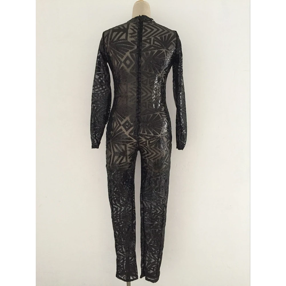 Новый осенний комбинезон черный абрикосовый с блестками сетчатый прозрачный