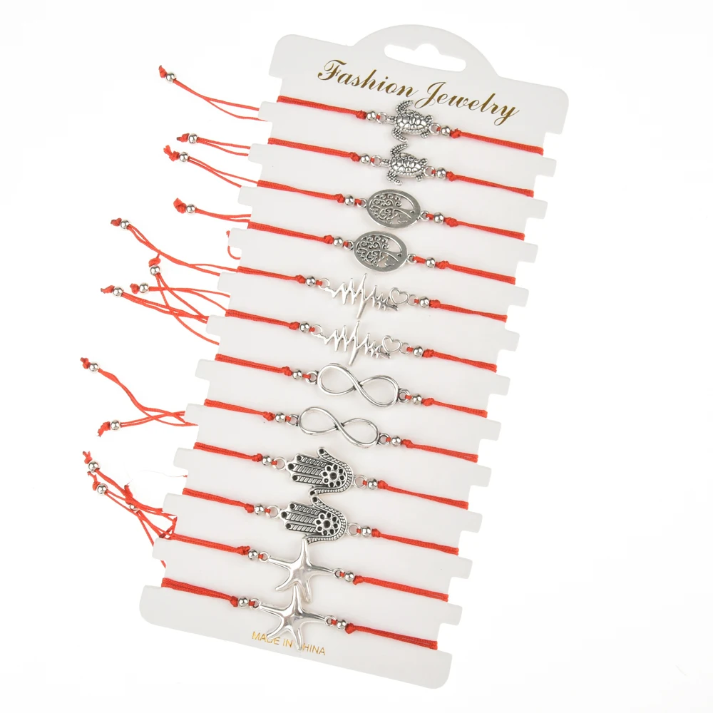 Набор женских браслетов ручной работы с красной нитью 12 шт.|Браслеты шармами| |