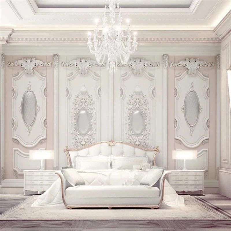 

beibehang Custom wallpaper luxury beautiful 3d embossed plaster carved simple European TV background wall paper papel de parede