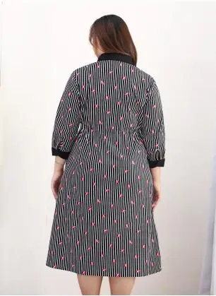 TUHAO офисные женские летние платья ампир размера плюс 10XL 8XL 6XL полосатые платья-рубашки с бантом и поясом женское свободное платье MS17