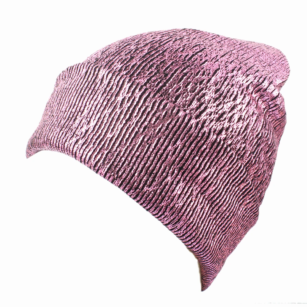 Rose Red Однотонная блестящая мягкая мешковатая шапочка унисекс осенне-зимняя Повседневная вязаная шапка - Цвет: Rose Red