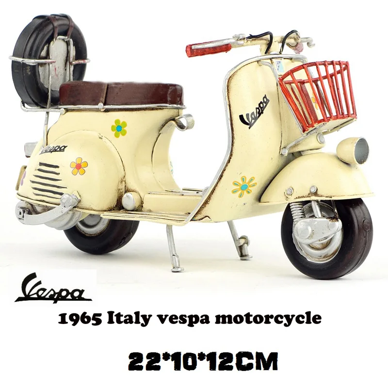 Vespa мини металлический мотоцикл модель ручной работы желтый цвет винтажная