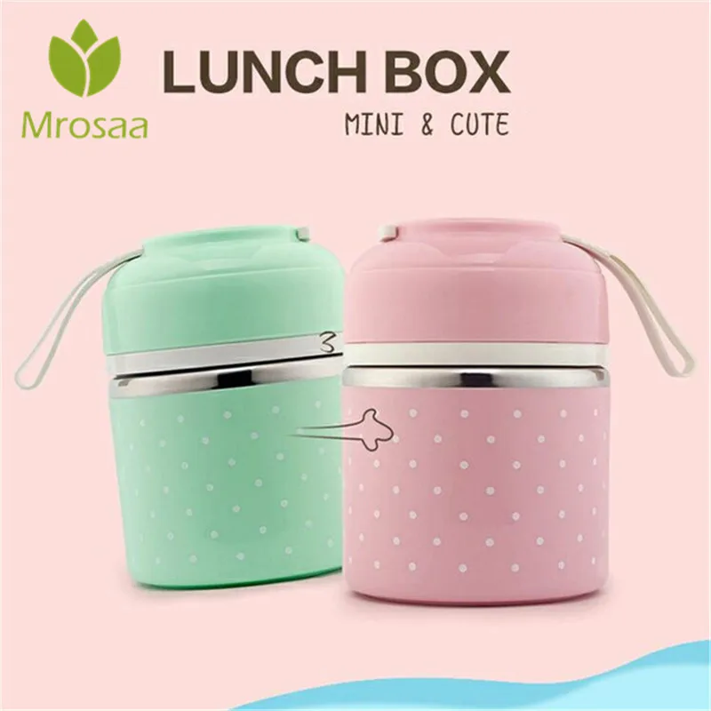 Mrosaa Японский портативный бенто ланч термо бокс герметичная нержавеющая сталь