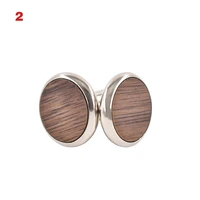 new arrival 1 pair trendy round walnut wood cufflinks blank cuffs men shirt accessories gifts