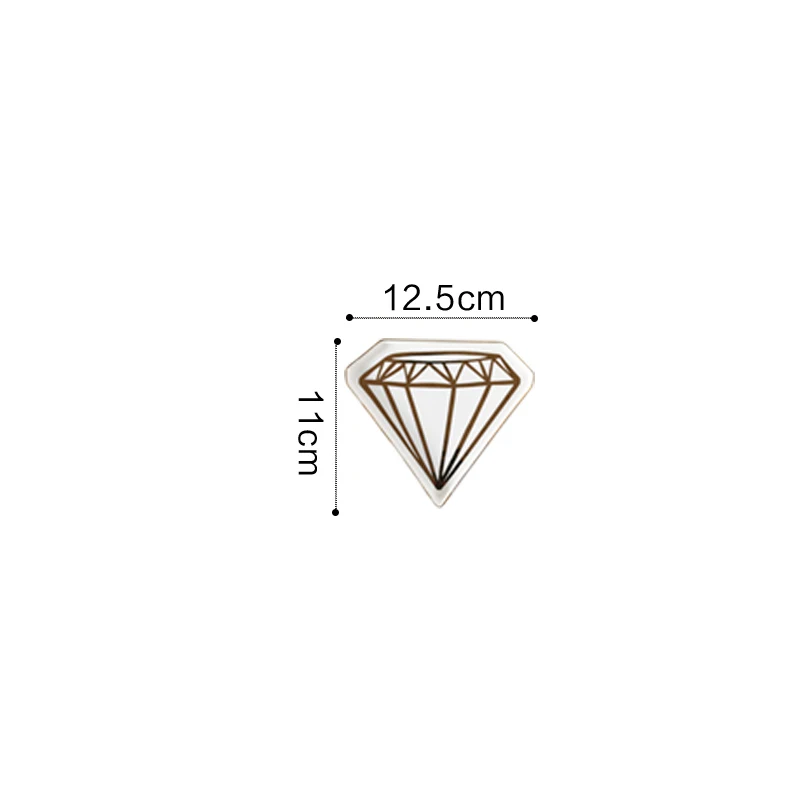 Diamond - S Маленькая керамическая тарелка в виде ананаса, фламинго, торта, тарелка, декоративная фарфоровая тарелка, лоток для хранения ювелирных изделий, кольцо, безделушка, тарелка, посуда - Цвет: Diamond - S