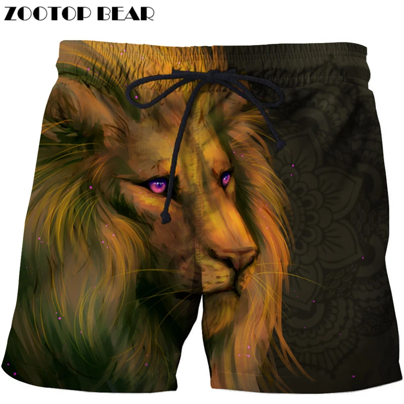 

Long Hair Lion Printed Beach Shorts Men Board Shorts 3d Shorts Plage Animal Swimwear Quick Pants Male Drop Ship ZOOTOP BEAR