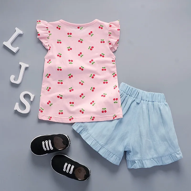 Летний спортивный костюм для девочек BibiCola комплект из двух предметов: футболка