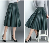 2021 8 colors available spring new arrival ladies skirts organ pleated skirt elegant high waist leather skirt free shipping