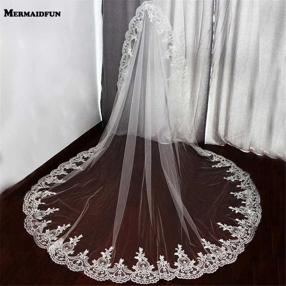 Однослойная свадебная вуаль с кружевными краями 2 м|long bridal veil|bridal veil with combwedding |