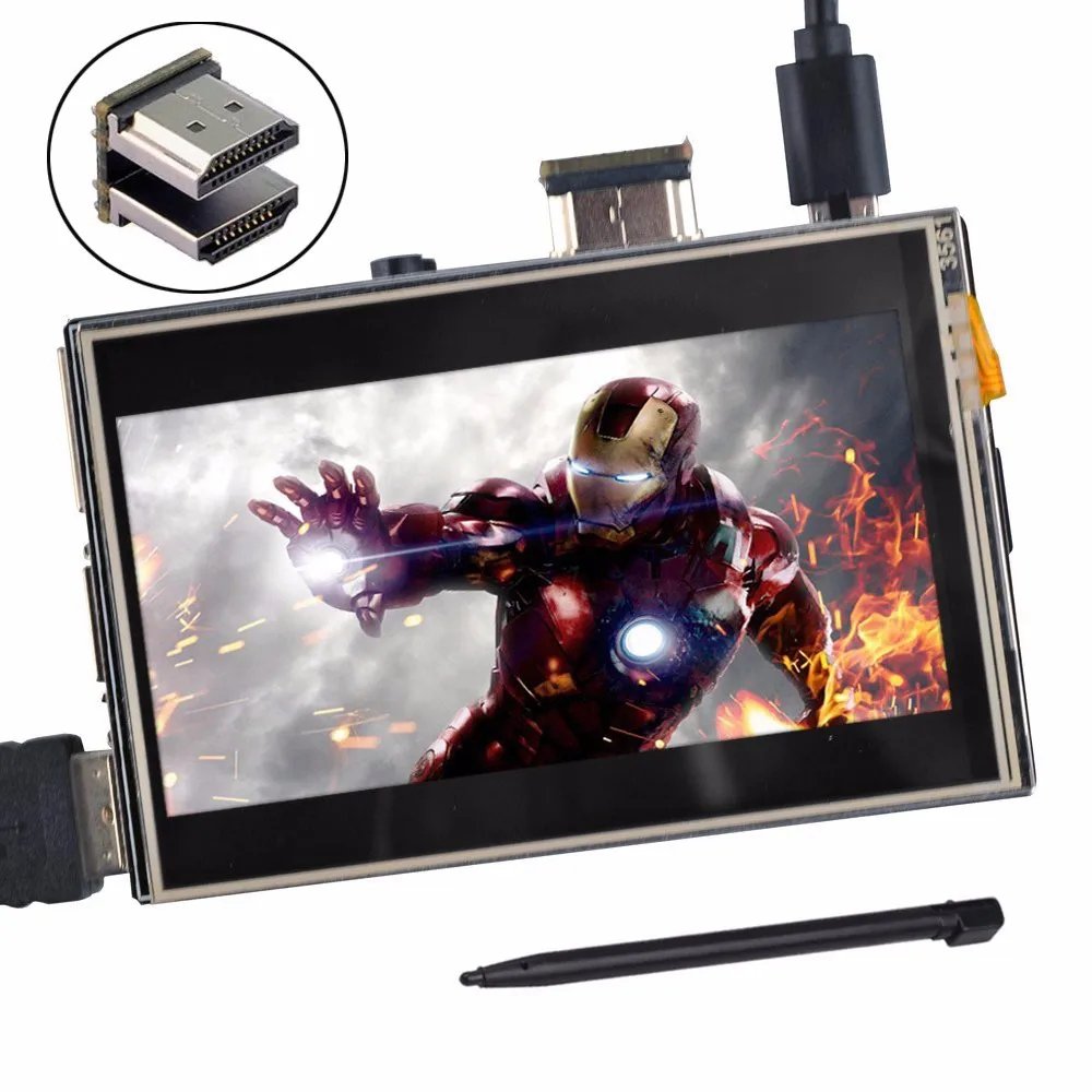 3,5 дюймов HDMI LCD TFT сенсоный экран дисплей для Raspberry pi 2 и Pi 3 Модель B аудио выход со стилусом
