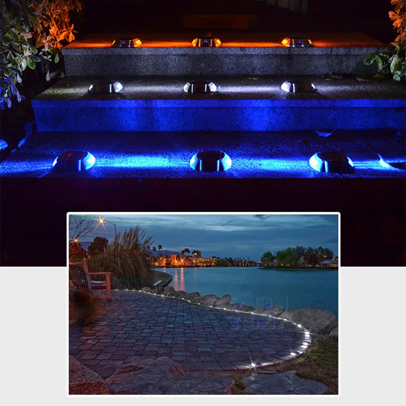 Solar Road Stud Lighting Aluminum 6-LED Outdoor Driveway Dock Path Ground Light Lamp Warm White And etc. | Лампы и освещение