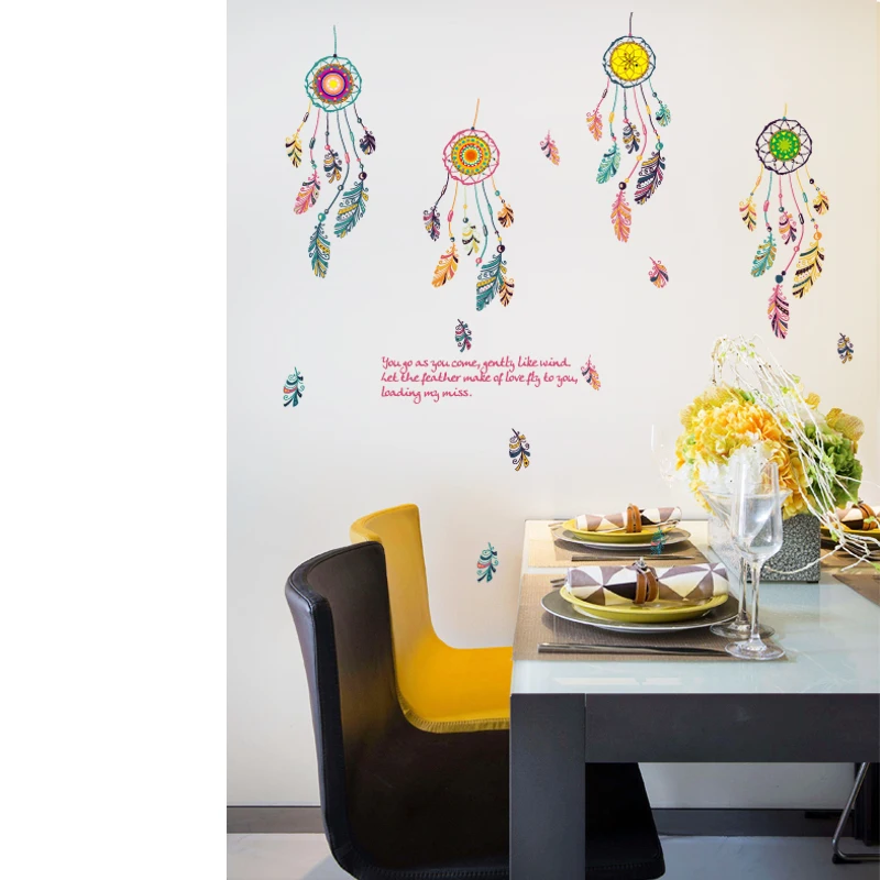 Feather Dreamcatcher Quote Living Room Bedroom Removable Self-adhesive Furniture Window Wall Stickers Decals Decor Mural dc18 | Дом и сад