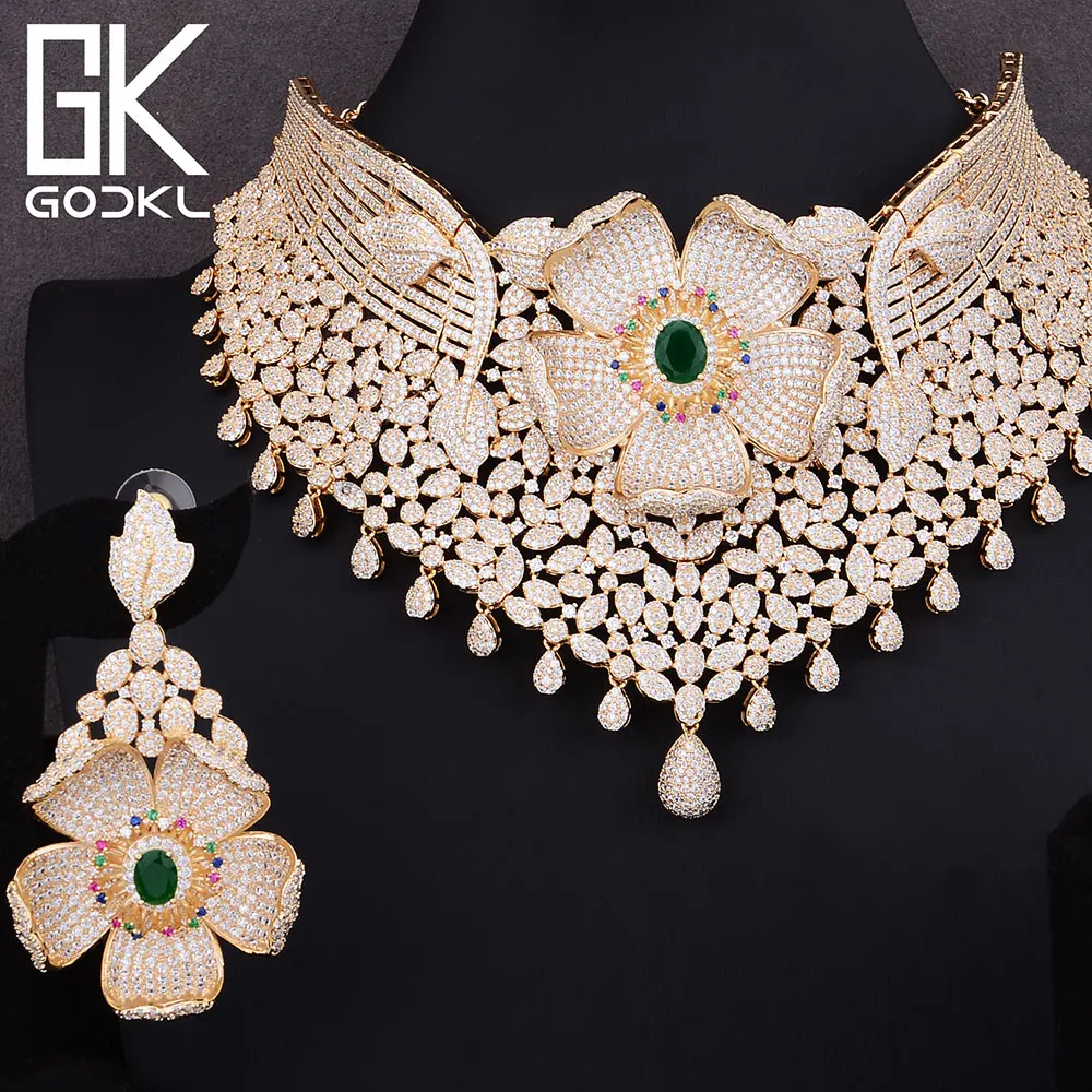 GODKI Роскошные кубические циркониевые нигерийские Ювелирные наборы для женщин