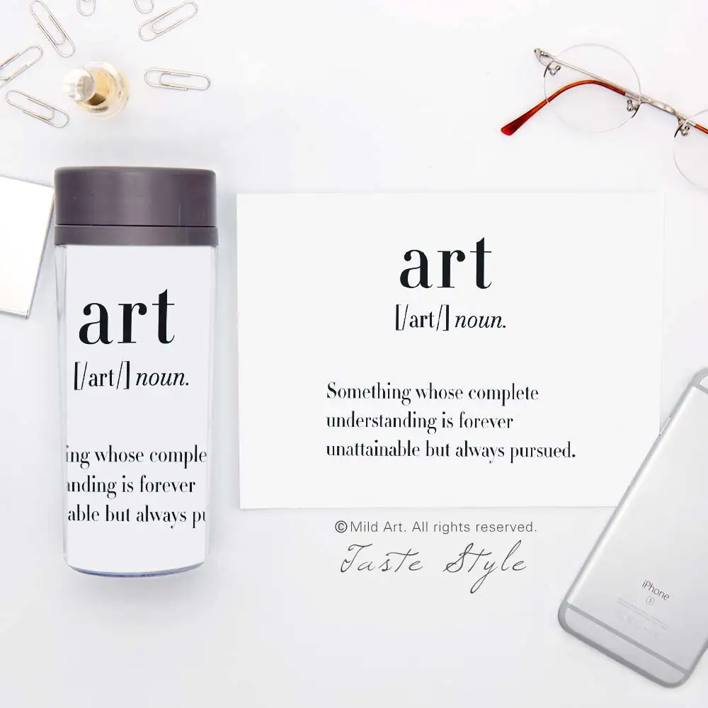 Black White Minimalist Life Quotes Typography BPA Free Modern Wide Mouth Plastic Insulated Kids Water Bottles 300ml Art Gifts | Дом и сад