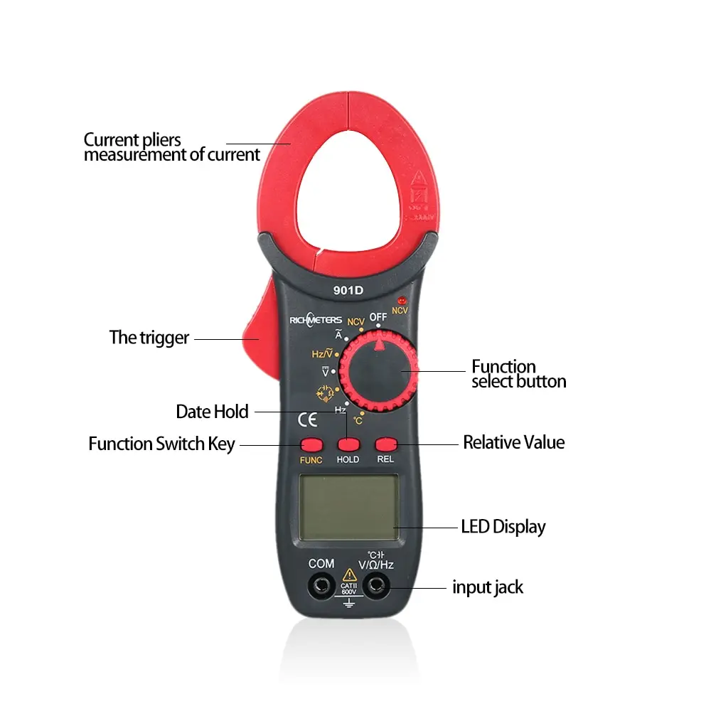 Цифровой измеритель-зажим RICHMETERS RM901D 4000 отсчетов Бесконтактный индикатор
