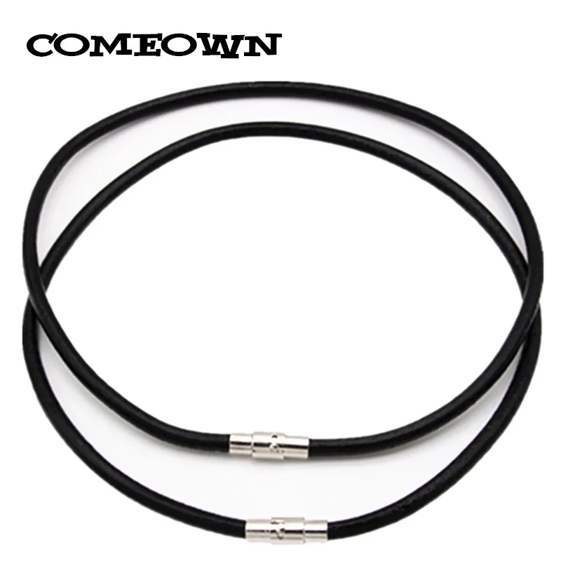 COMEOWN (12&quot-30&quot) 10Pcs/lot 4mm Black Genuine Leather Cord Necklace with Magnetic Clasps DIY Jewelry Findings | Украшения и