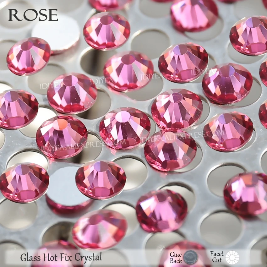 Rose Высокое качество Горячая фиксация Стразы SS6 SS10 SS16 SS20 SS30 Стразы плоская задняя часть исправление камней Кристаллы Блестки для DIY одежды платье - Цвет: Rose