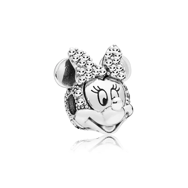Minnie 5 шт. серебряный милый мышонок животных свободные бусины Микки подвеска с Минни Шарм Подходит Pandora Браслеты DIY ювелирных изделий - Цвет: Minnie