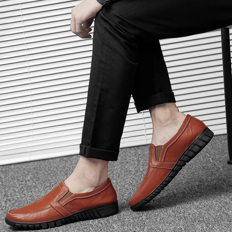 Plus Size Genuine Leather Men Casual Shoes Two Style Mens Loafers Moccasins Breathable Slip On Driving | Обувь