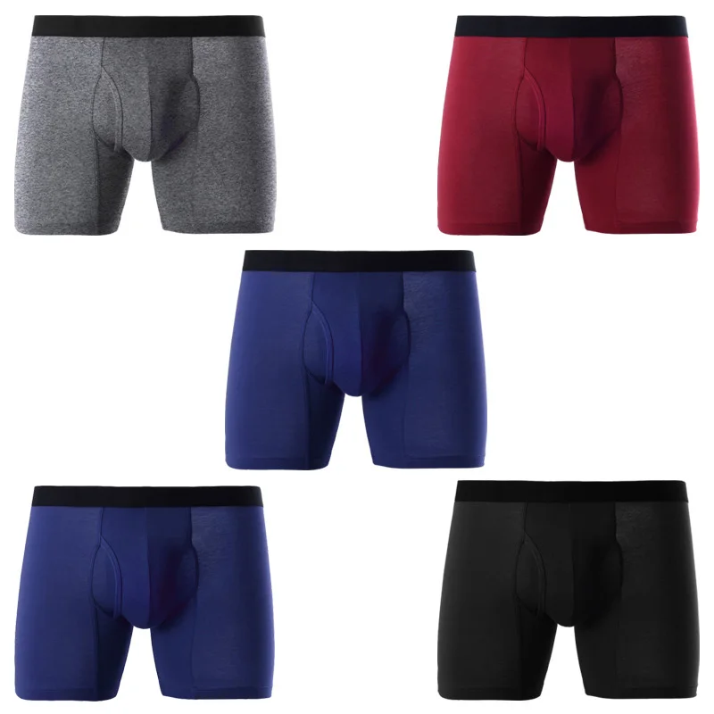 C39 4pcs Add 1 Blue 5 шт./лот, мужские длинные трусы-боксеры, хлопковое Мужское нижнее белье, трусы-боксеры, calzoncillos hombre marca, европейский размер s m l xl 2XL - Цвет: C39 4pcs Add 1 Blue