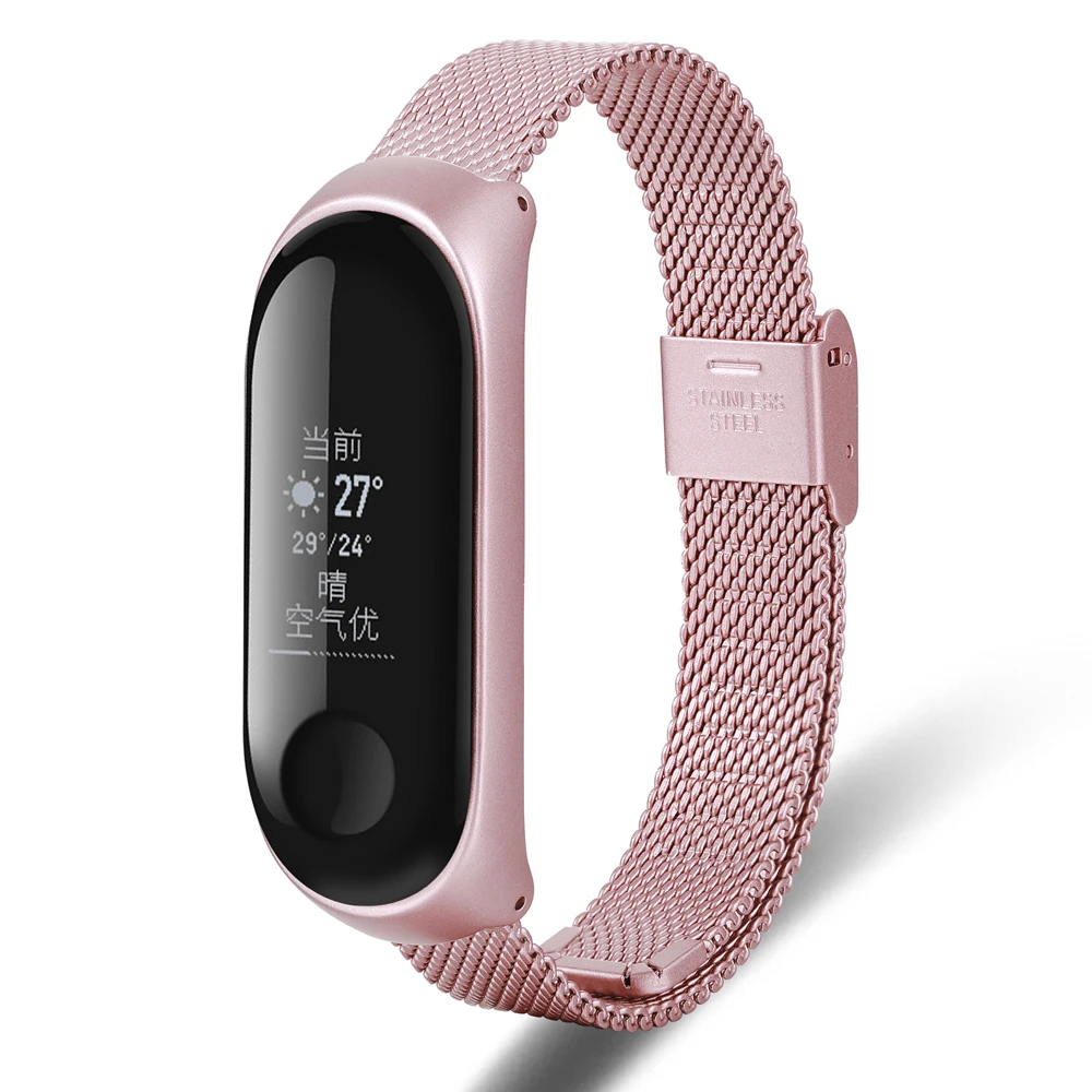 Для Xiaomi Mi band 3 металлический ремешок xiaomi band 3 металлический браслет из нержавеющей стали Миланский ремешок Mi 3 ремешок 3 металлический ремешок