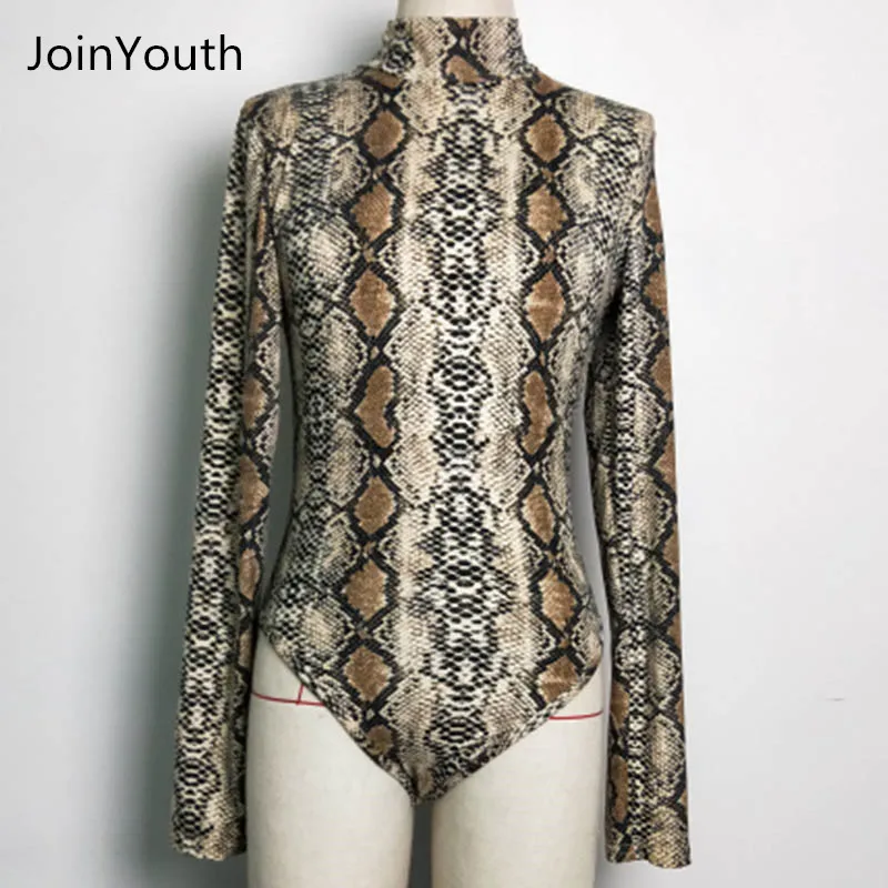 JoinYouth Женский Осенний комбинезон со змеиным принтом тонкая футболка