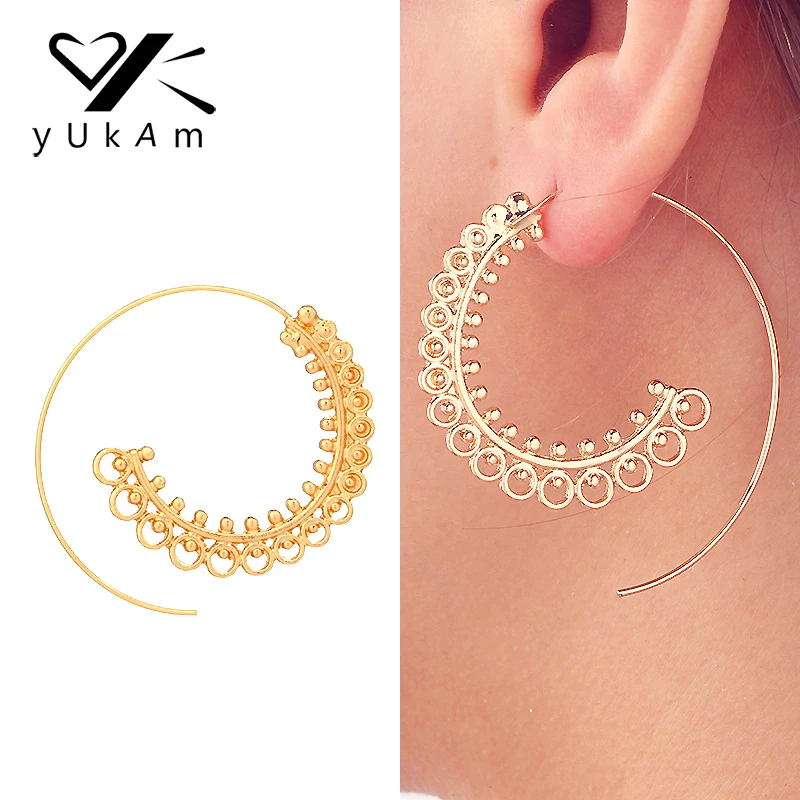 Женские серьги кольца YUKAM в этническом стиле сережки панк|hoop earrings for women|hoop