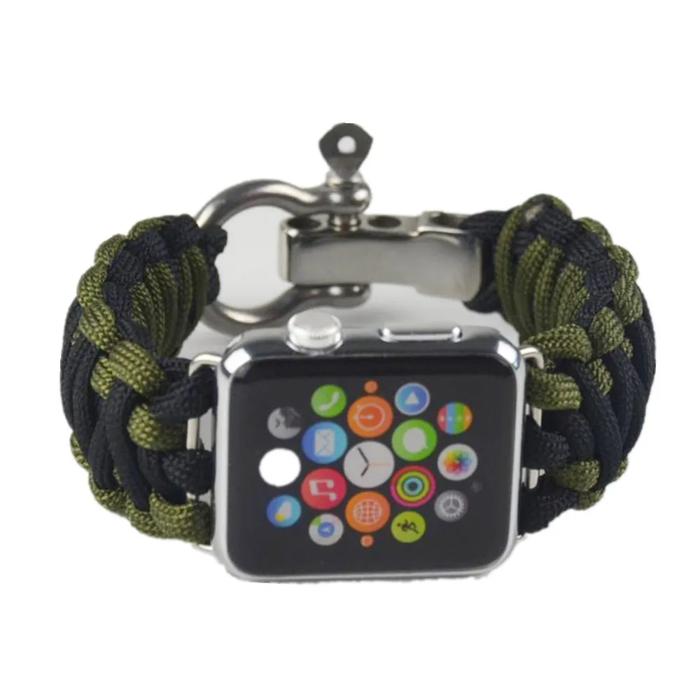 Для Apple Watch, версии паракордиальный выживающий браслет нейлоновая веревка выживание браслет на запястье для наручных часов iWatch серии 5 4 3 2 1 ремешок 38/42/40/44 мм