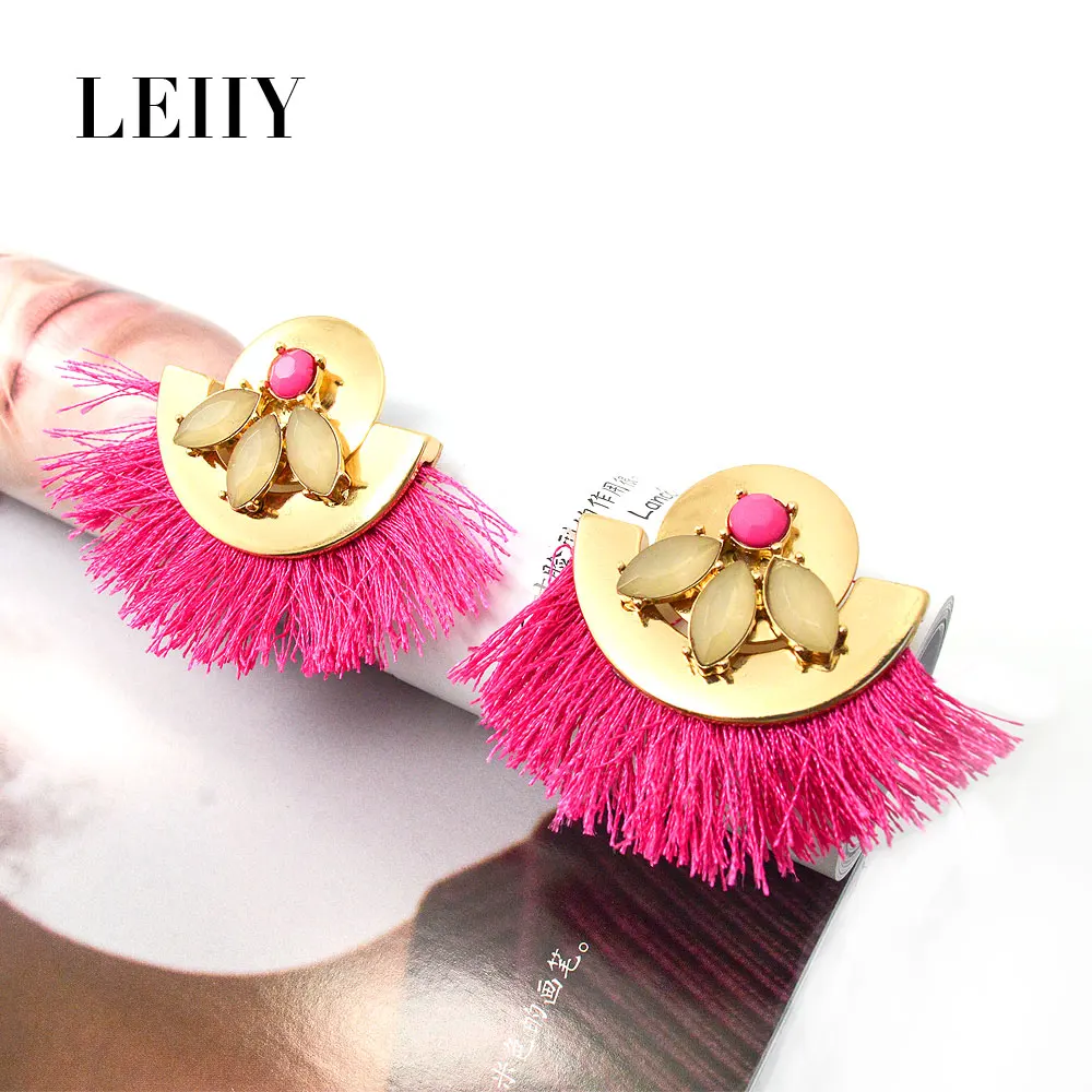 Leiiy Богемия Акриловые горный хрусталь геометрические кисточкой Висячие серьги с