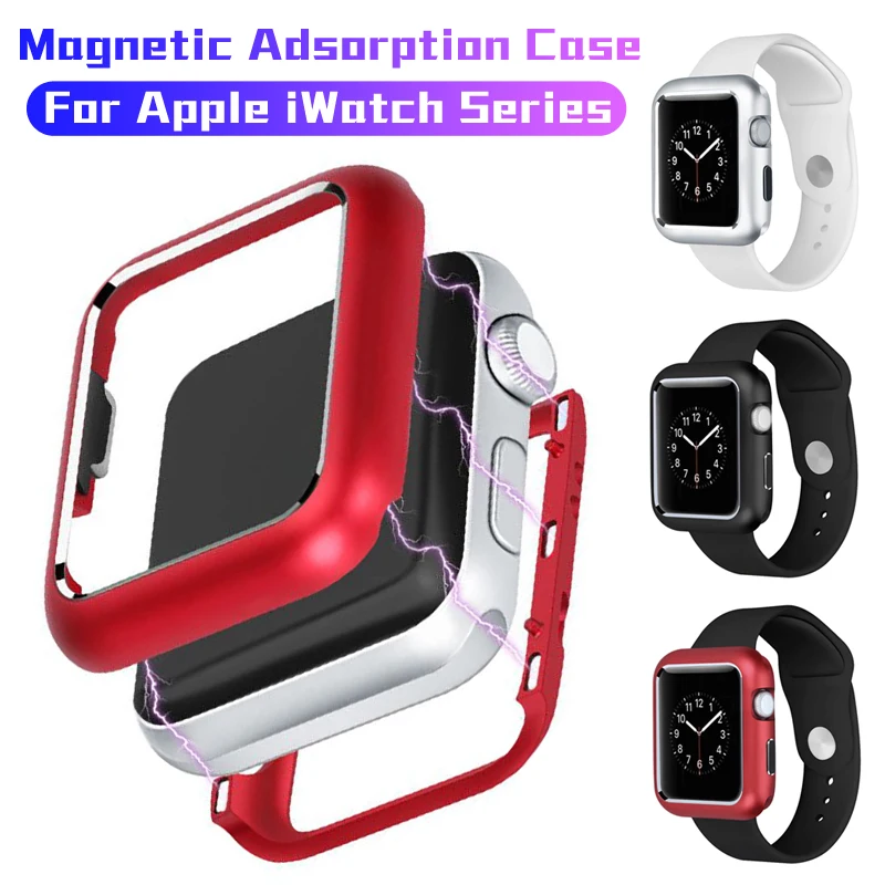 38mm 42mm 44mm 40mm Magnetic Aluminum Metal Frame Protector Cover Case For Apple iphone Watch1/2/3/4 Built-in Magnet |