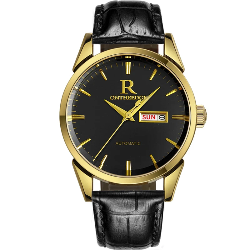Gold black Вечная классика! Топ Роскошные мужские часы с 1853 мужские деловые наручные часы с календарем кожаный ремешок мужские кварцевые часы подарок - Цвет: Gold black