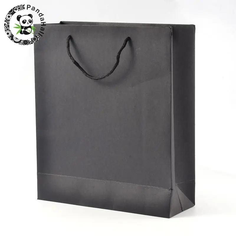 Прямоугольные подарочные пакеты из крафт бумаги с нейлоновой нитью черные