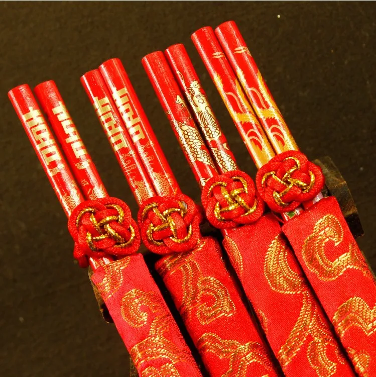 Hot sell 500pcs/lot Wood Chinese chopsticks printing both the Double Happiness and Dragon Wedding favor | Дом и сад