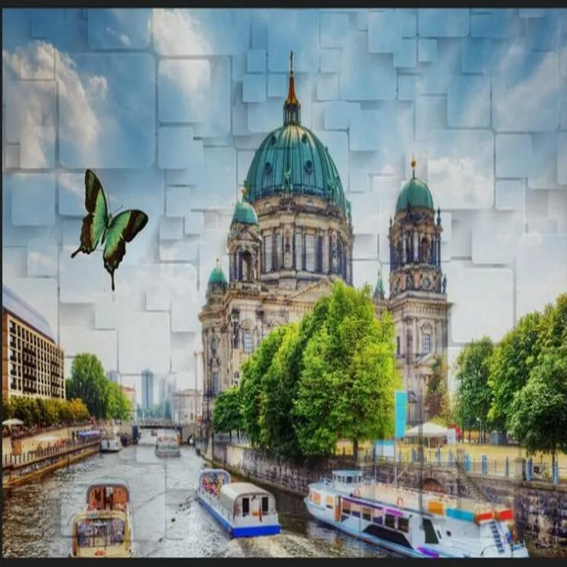 Фото Wellyu пользовательские Крупногабаритные 3D стереоскопические обои в европейском