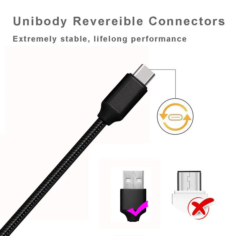 0 25 M 1 м 2 3 Плетеный USB Тип C данных Зарядное устройство кабель синхронизации для Nexus