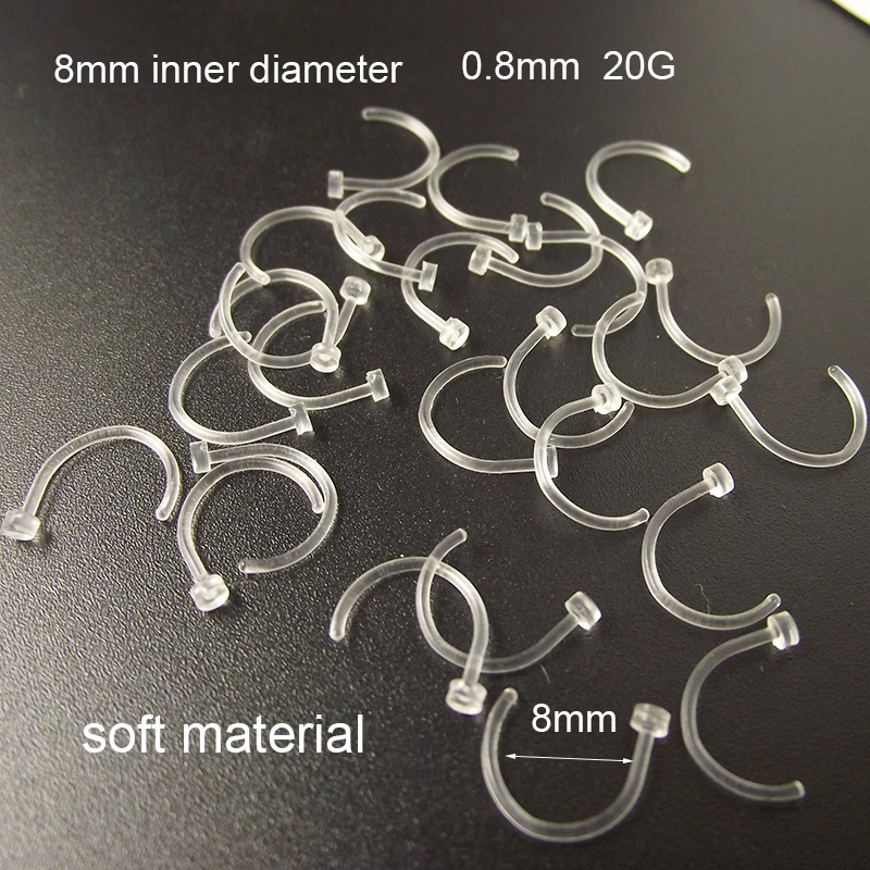 5 Pieces Mixed Color Soft Flexible Acylic Nose Love Heart Hoop Rings Clip on Body Fake Piercing Jewelry For Women | Украшения и