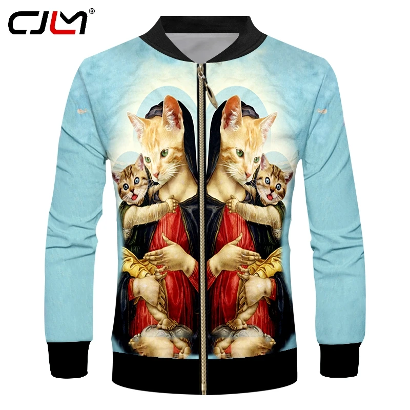 

CJLM полиэфирная молния Jaclet мужской хип-хоп волшебник лап Кот молния пальто с 3D принтом милый волшебный кот Бесплатная доставка одежда