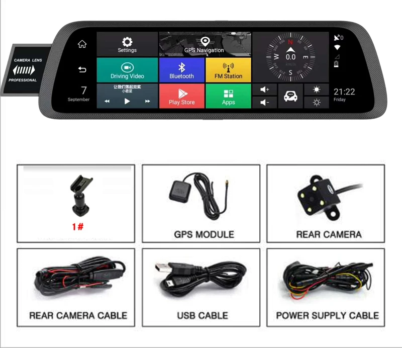 10 дюймов 4G Специальный автомобильный Android DVR камера gps FHD 1080 P Даш-камера навигация ADAS видео рекордер двойной объектив зеркало кронштейн