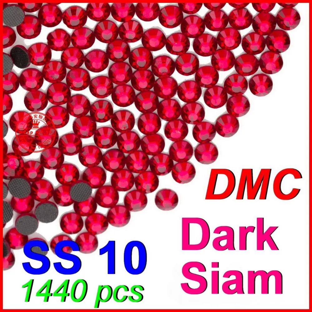 Недорогие гладкие Кристаллы горячей фиксации DMC разразы SS10 темные красные 10 шт. в