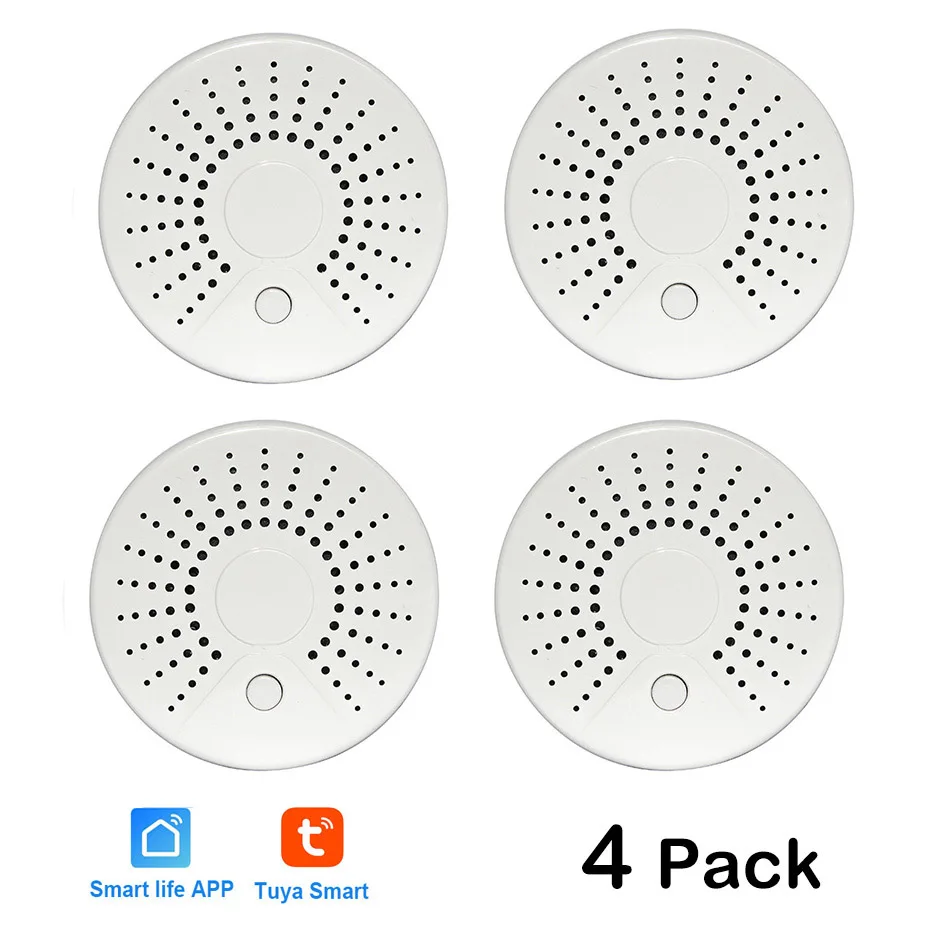 white 4pc Умный Wi-Fi датчик температуры пожарного дыма беспроводной детектор температуры дыма Автоматизация домашняя система охранной сигнализации Smart life - Цвет: white 4pc