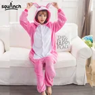 Пижама женская фланелевая, розово-белая, в виде кролика