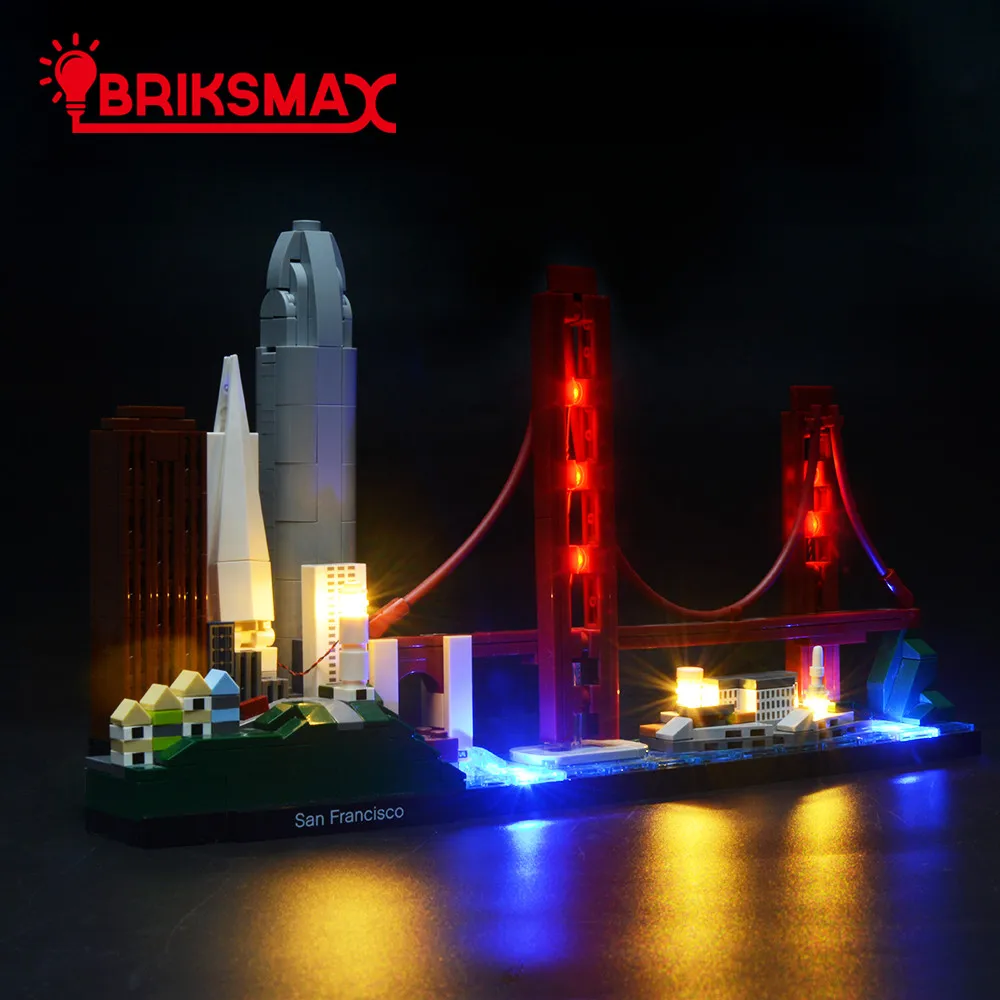 BriksMax Led Light Up Комплект для архитектурных строительных блоков Сан-Франсиско, совместимых с 21043(не включает модель