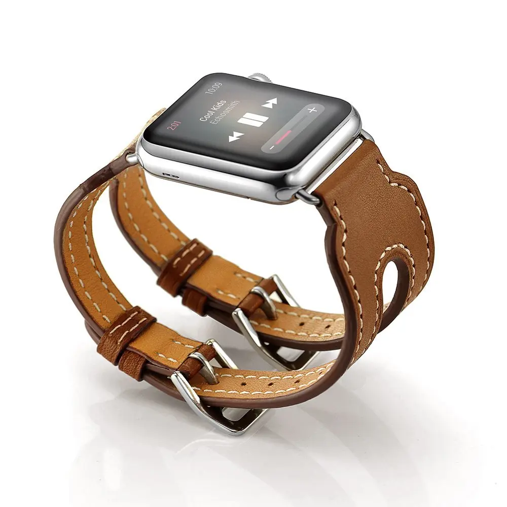 Натуральная кожа браслет для наручных часов Apple Watch ремешок 42 мм 38 и нержавеющая