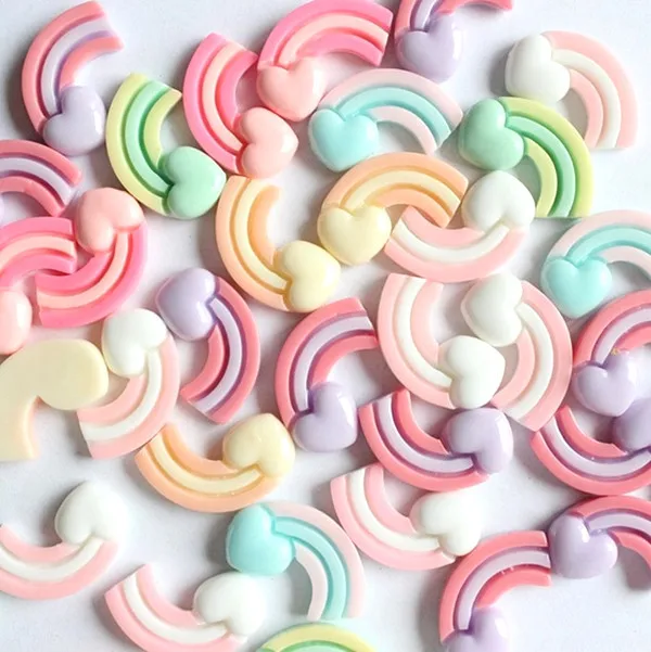 20 шт. 24*14 мм смешанные цвета Радужный Кабошон из смолы с плоской задней стороной