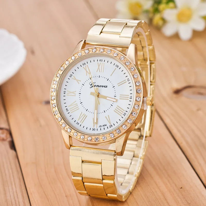 

Geneva Watch Women Watches 2022 Luxury Gold Watch Stainless Steel Rhinestone Women's Watches Ladies Watch Clock Zegarek Damski