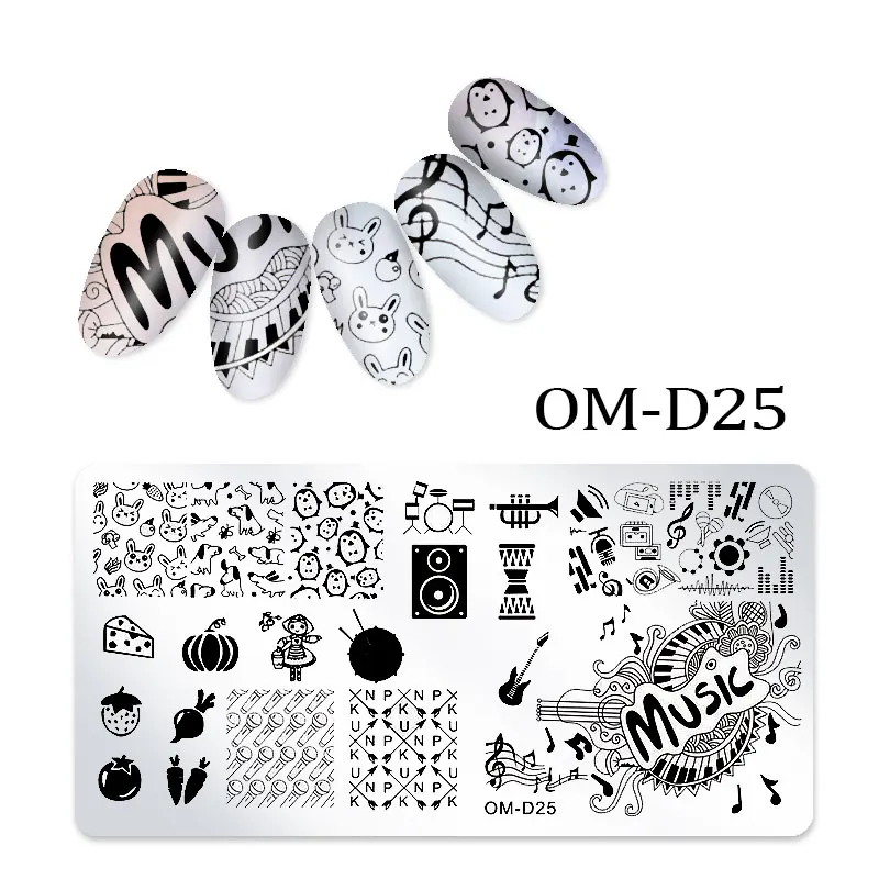 1Pc Nail Stamping Plates Lace Flower Animal Geometry Pattern Nail Art Stamp Stamping Template Image Plate Stencil Manicure Tools - Цвет: OM-D25