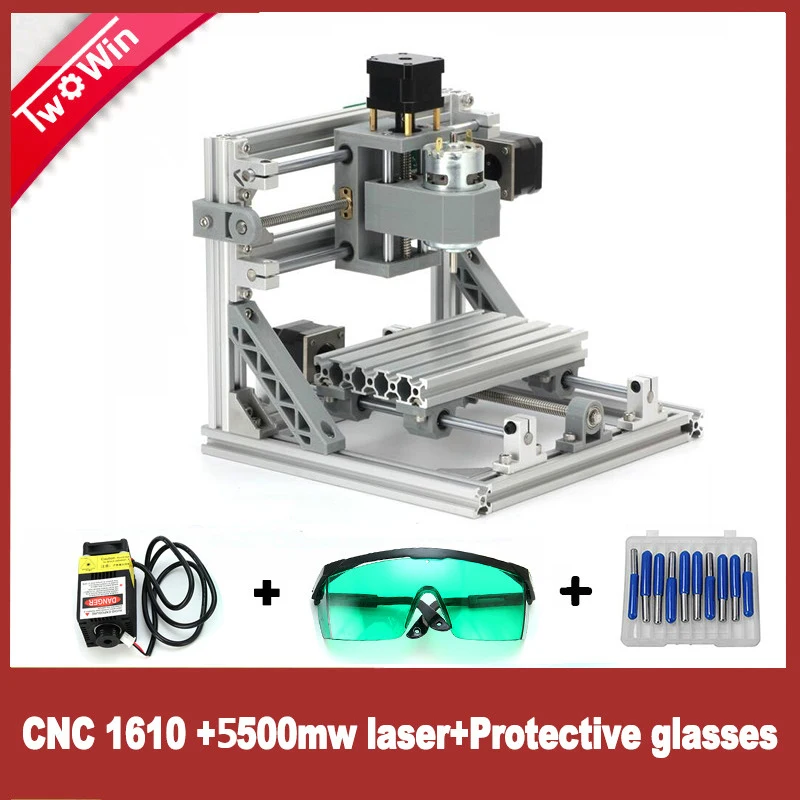1610 мини CNC машина + 5500 МВт лазер 3 оси PCB фрезерный станок резьба по дереву